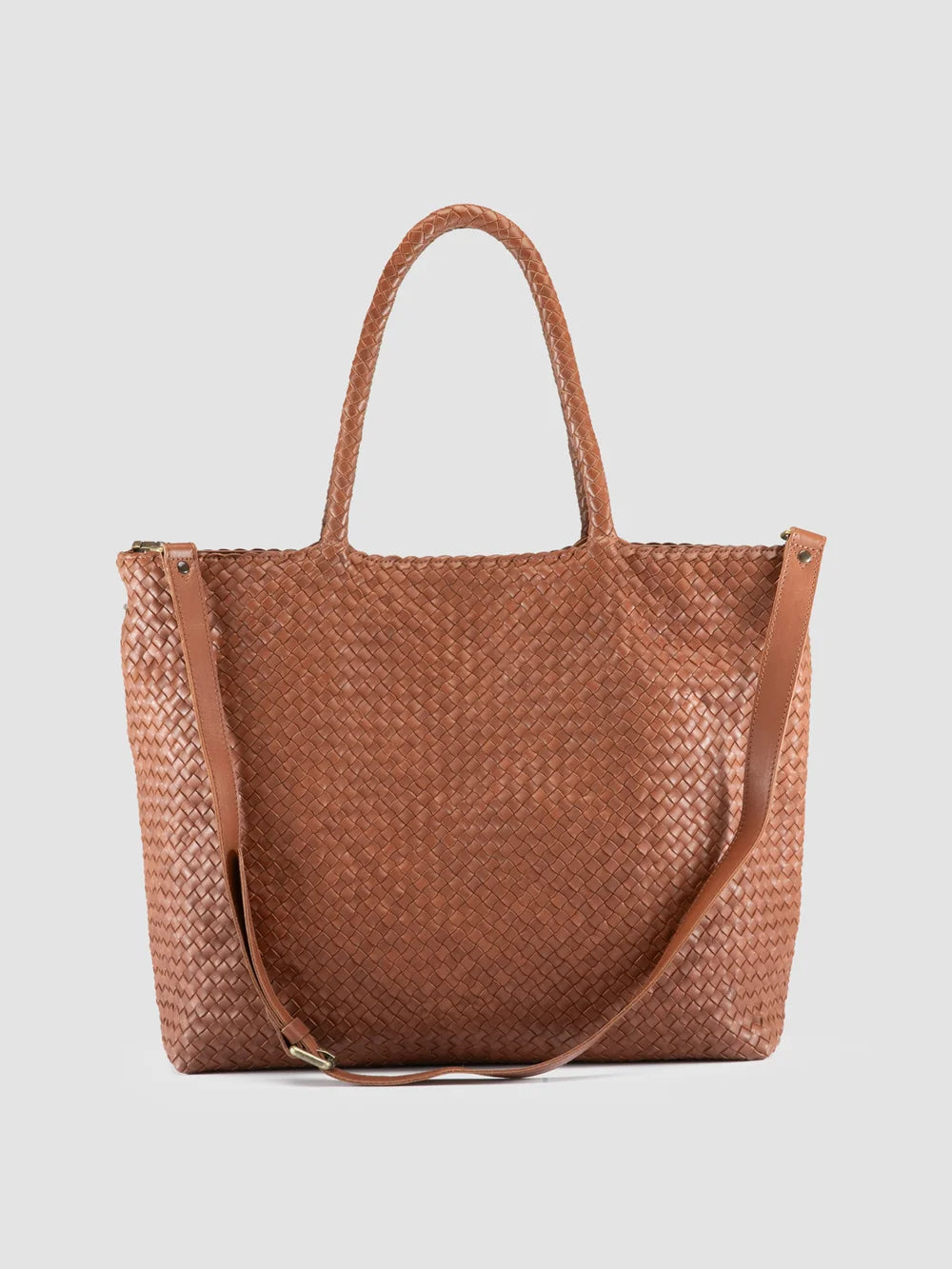 RAQUEL 002 - Brown Leather Shoulder Bag - image 4,side view