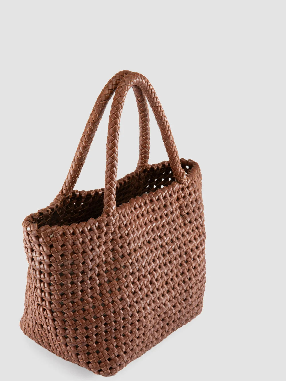 VICKY 001 - Brown Leather Handle Bag - image 2,side view