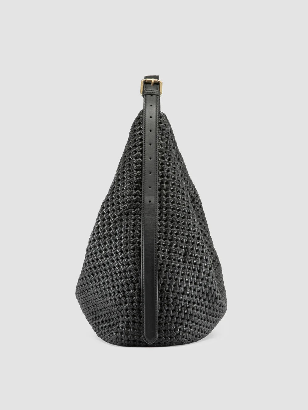 VICKY 002 - Black Leather Shoulder Bag - image 3,side view