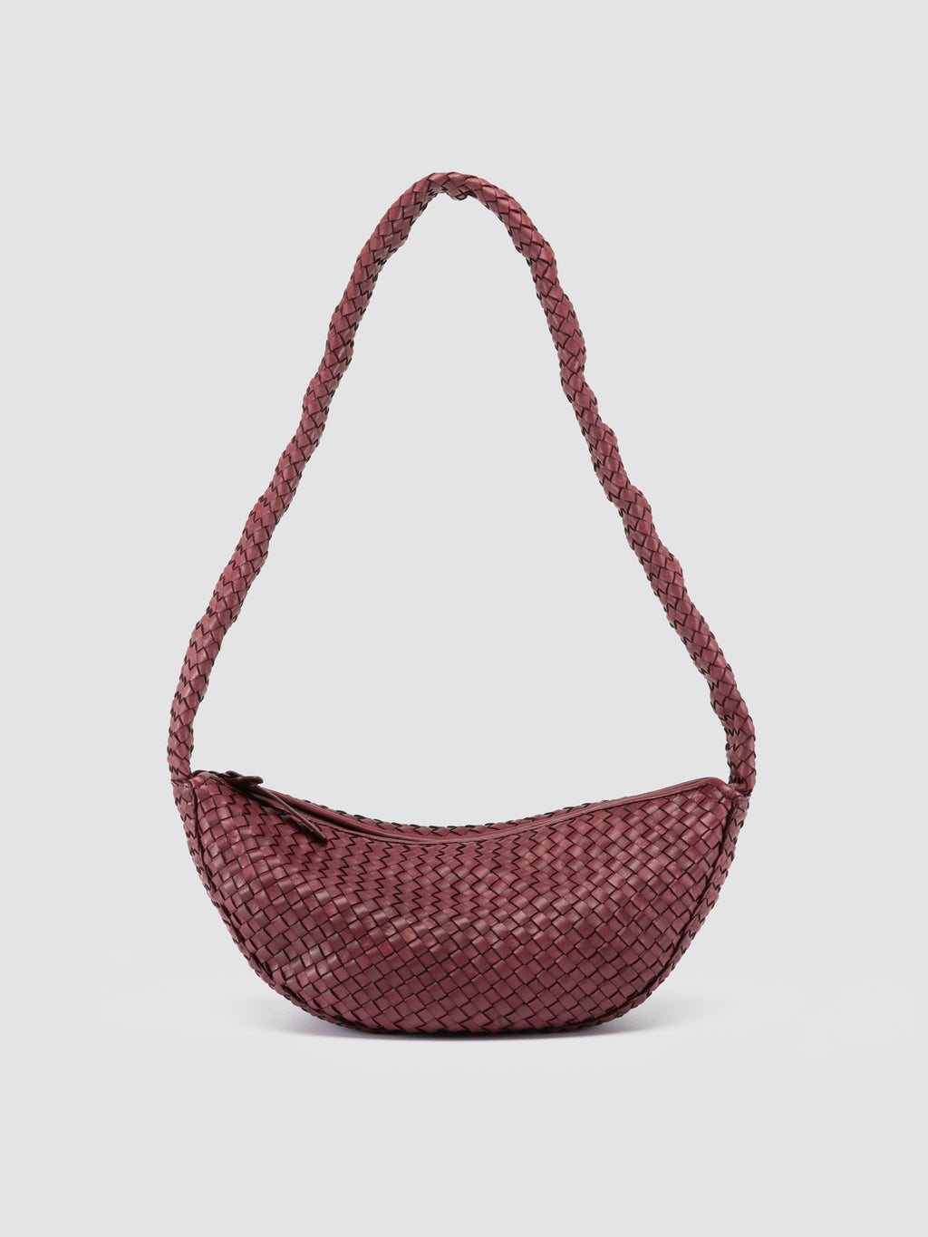 OC CLASS 068 - Burgundy Woven Leather Crossbody Bag - 0