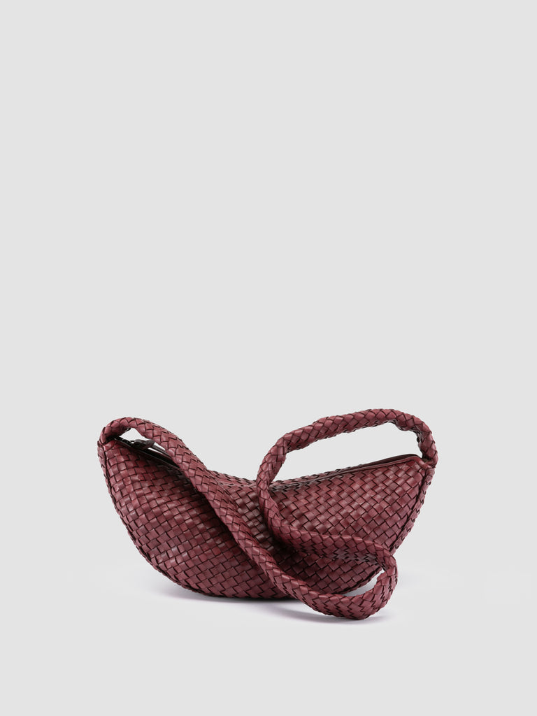 OC CLASS 068 - Burgundy Woven Leather Crossbody Bag