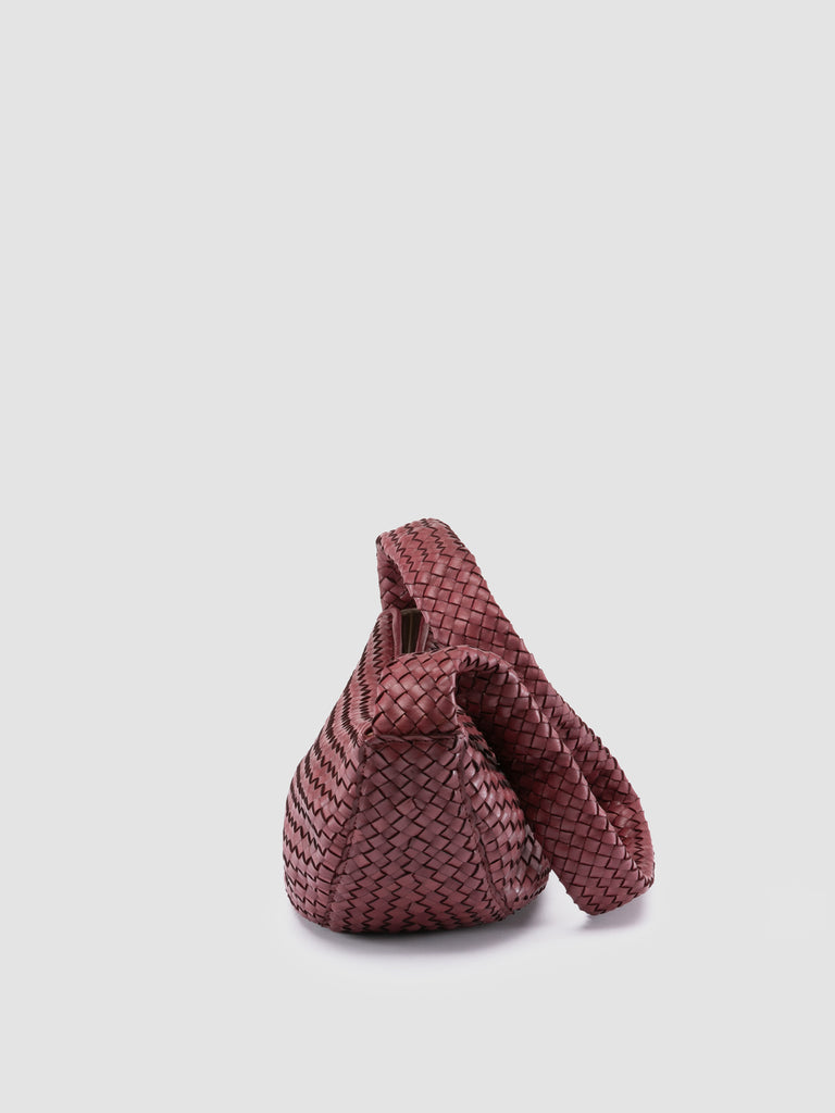 OC CLASS 068 - Burgundy Woven Leather Crossbody Bag