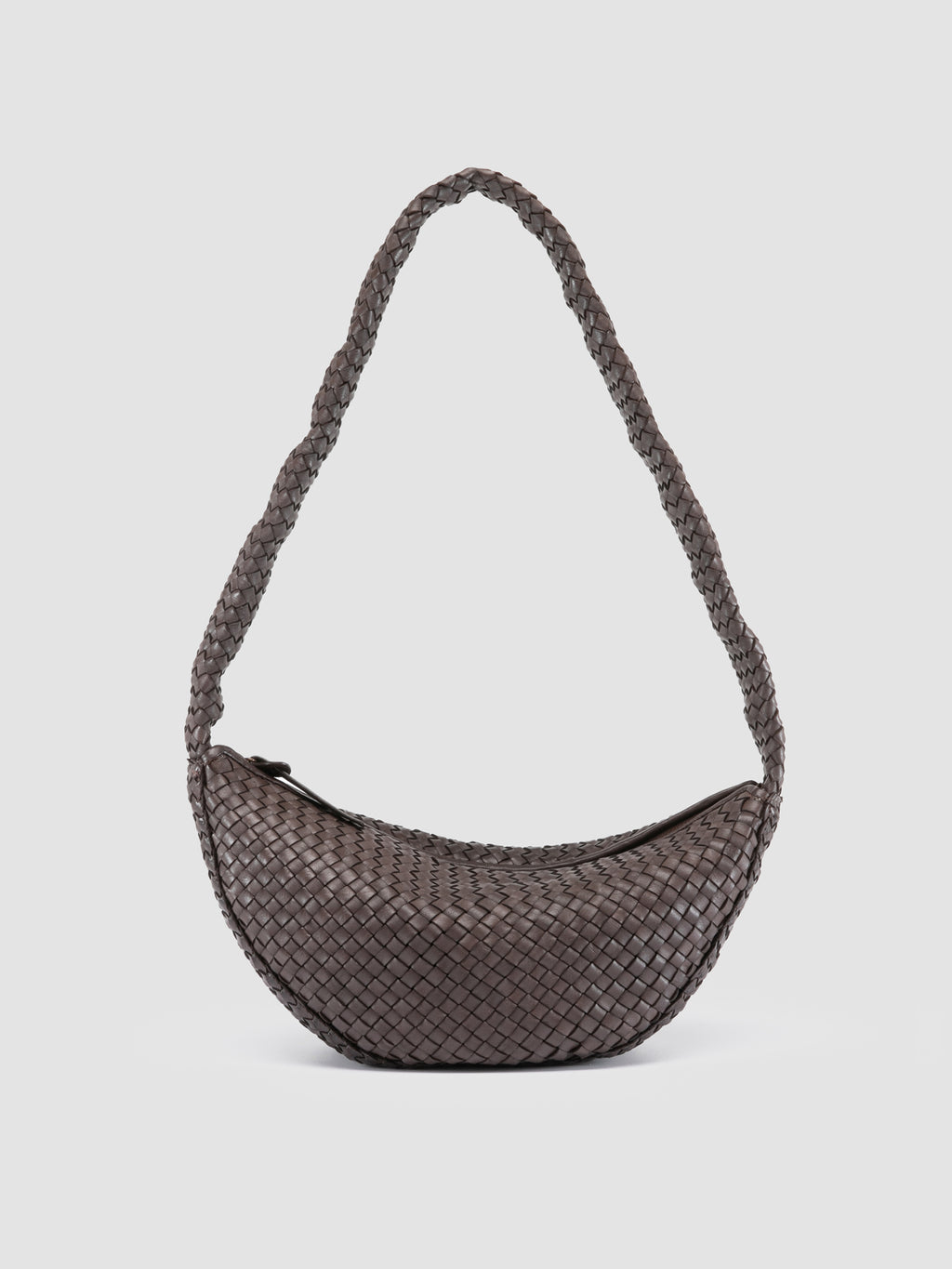 OC CLASS 068 - Dark Brown Woven Leather Crossbody Bag - 0