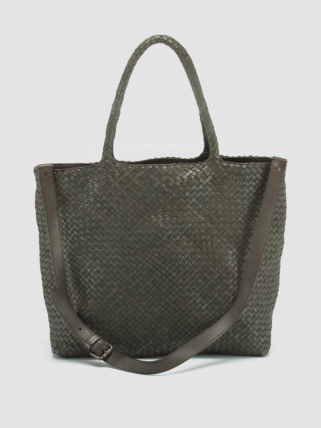 OC CLASS 35 Woven - Green Leather Tote Bag