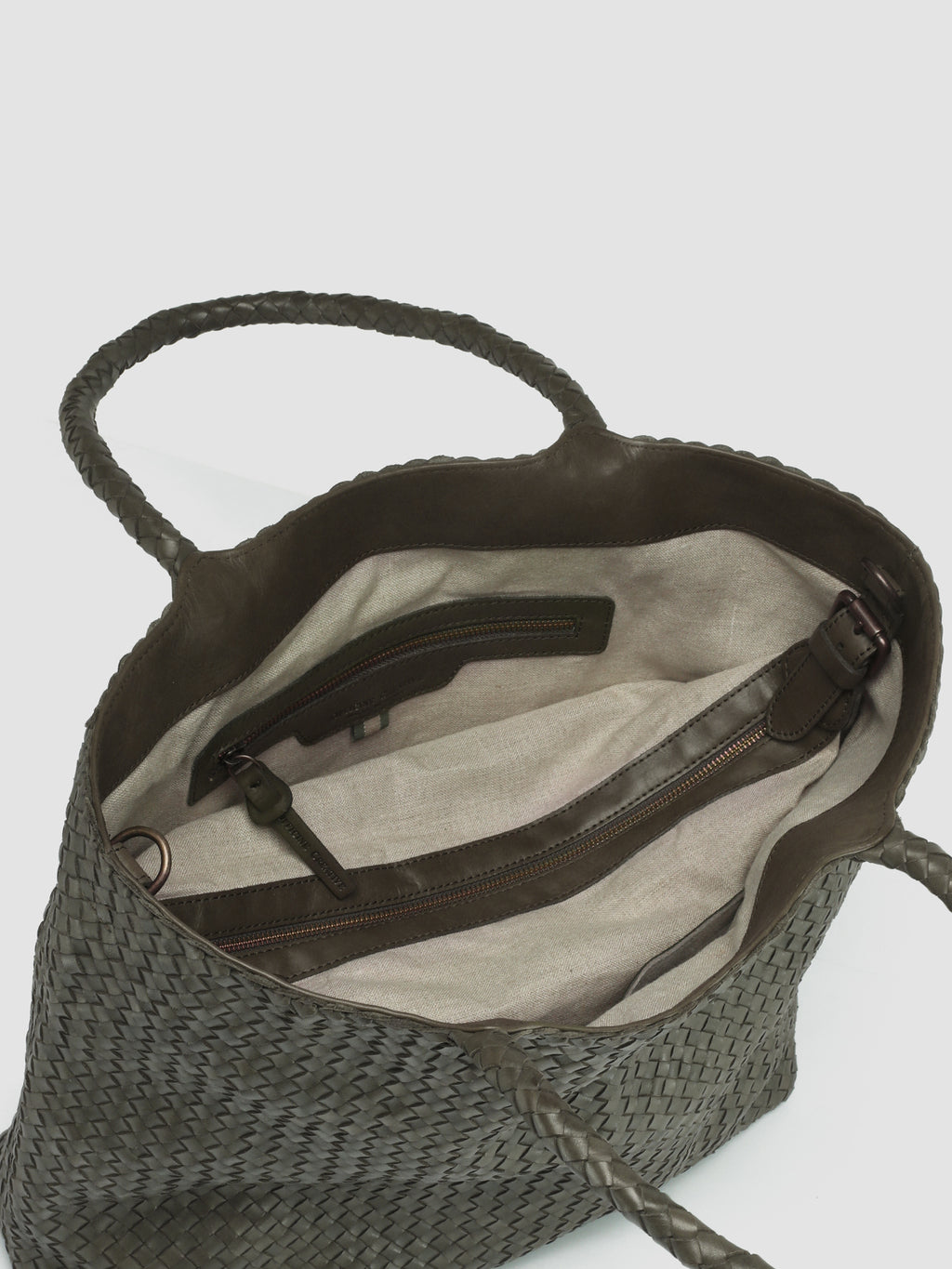 OC CLASS 35 Woven - Green Leather Tote Bag