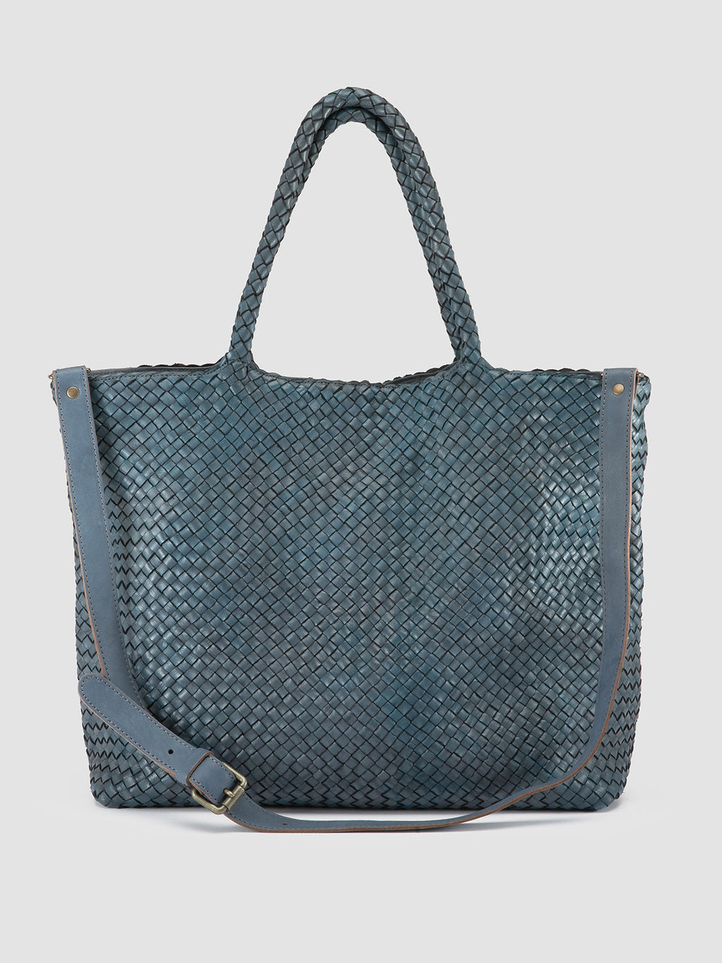 OC CLASS 35 Woven - Blue Leather Tote Bag