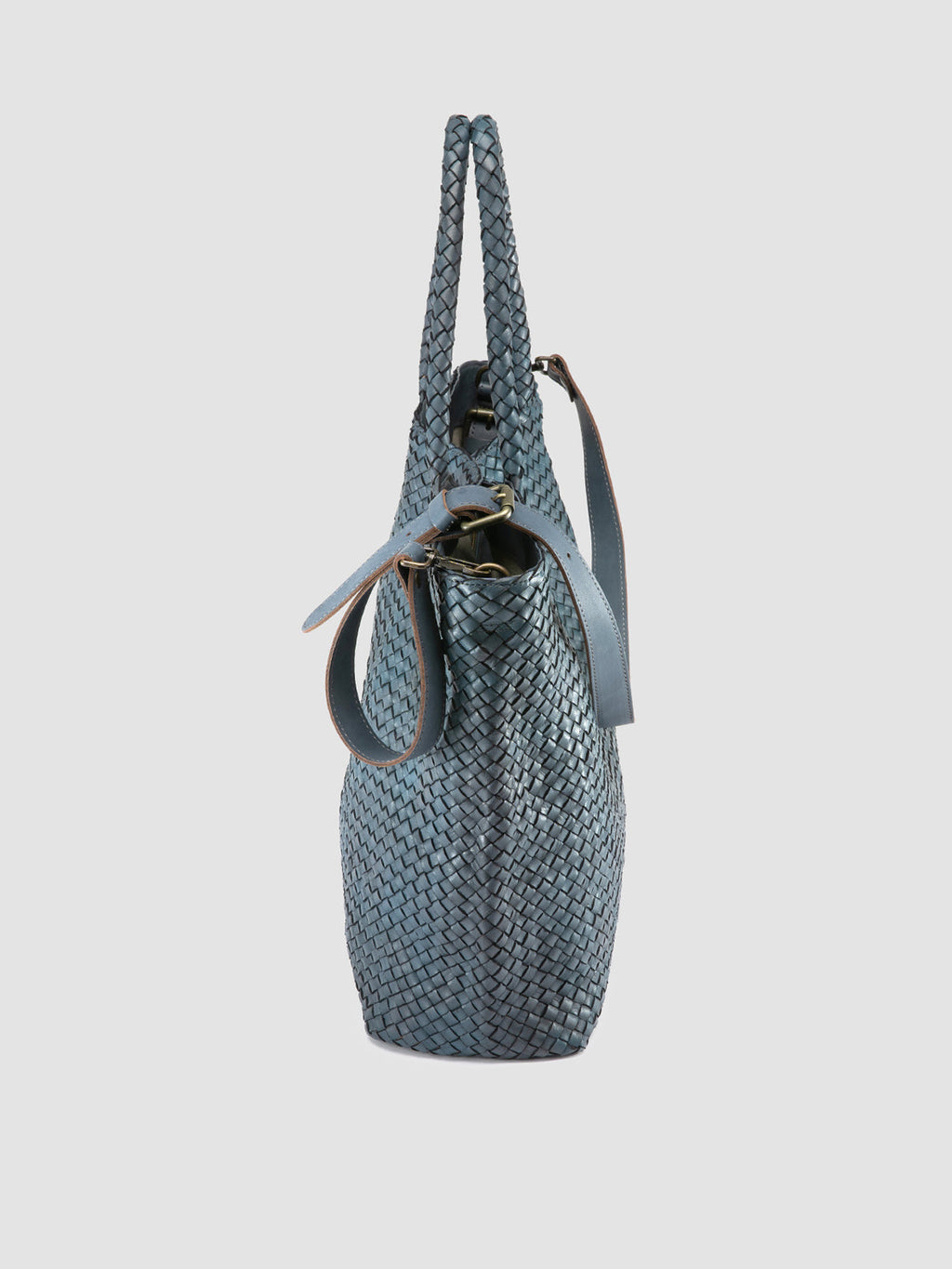 OC CLASS 35 Woven - Blue Leather Tote Bag