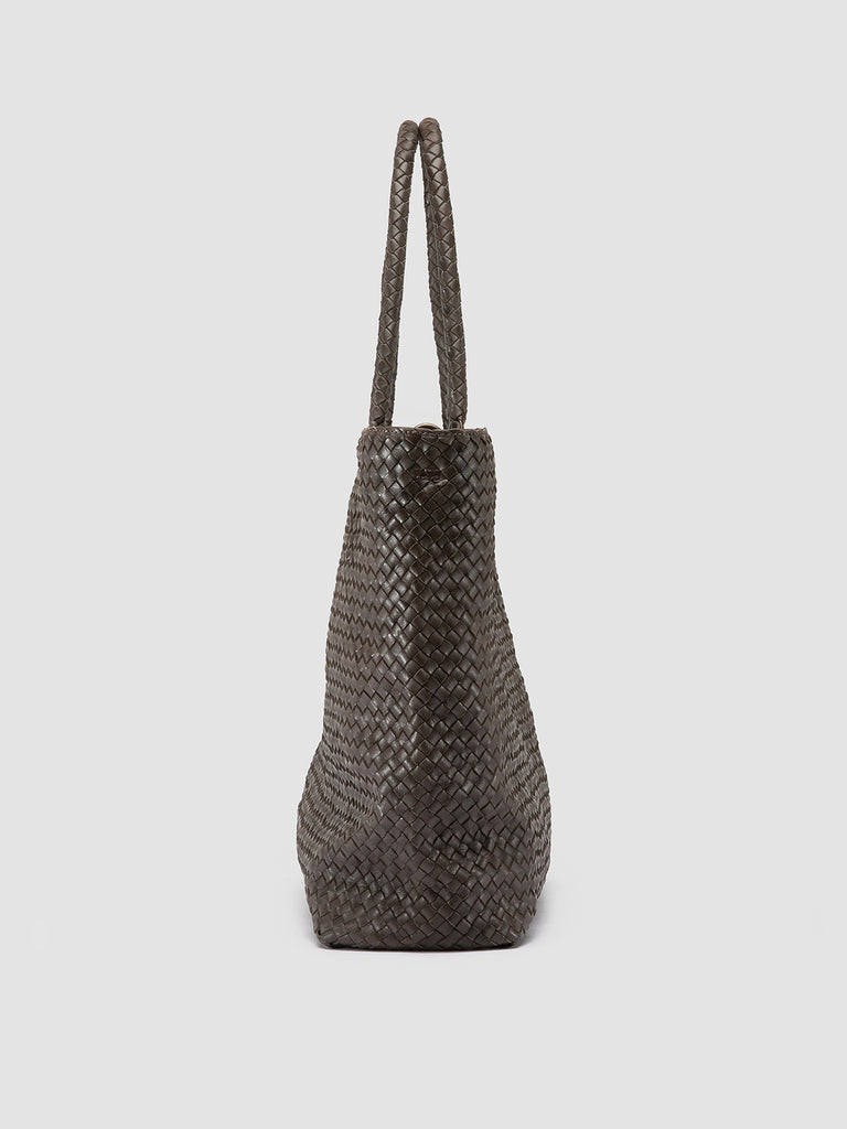 OC CLASS 35 Woven Lavagna - Grey Leather Tote Bag