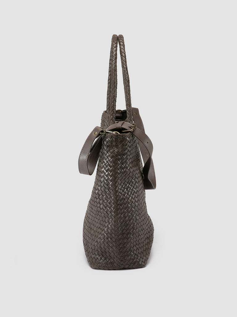 OC CLASS 35 Woven Lavagna - Grey Leather Tote Bag