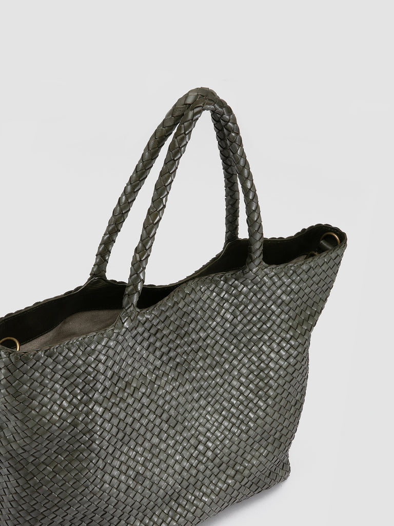OC CLASS 35 Woven Mimetico - Green Leather Shoulder Bag