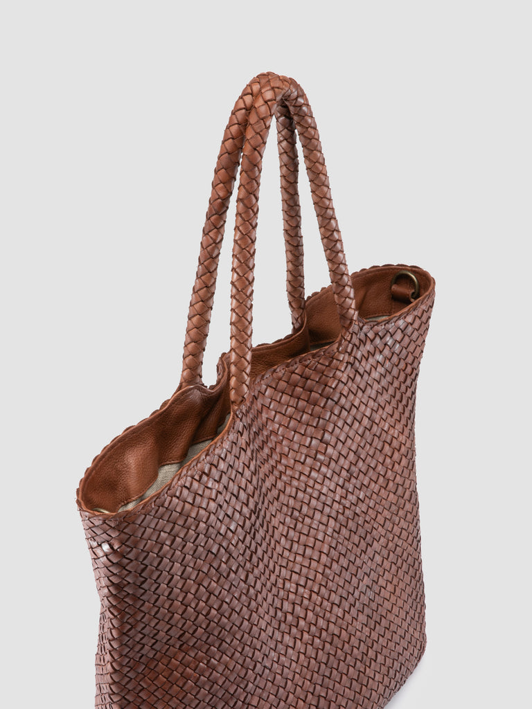 OC CLASS 35 Woven - Dark Brown Leather Tote Bag-hover