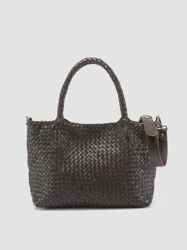 OC CLASS 48 - Dark Brown Woven Leather tote bag