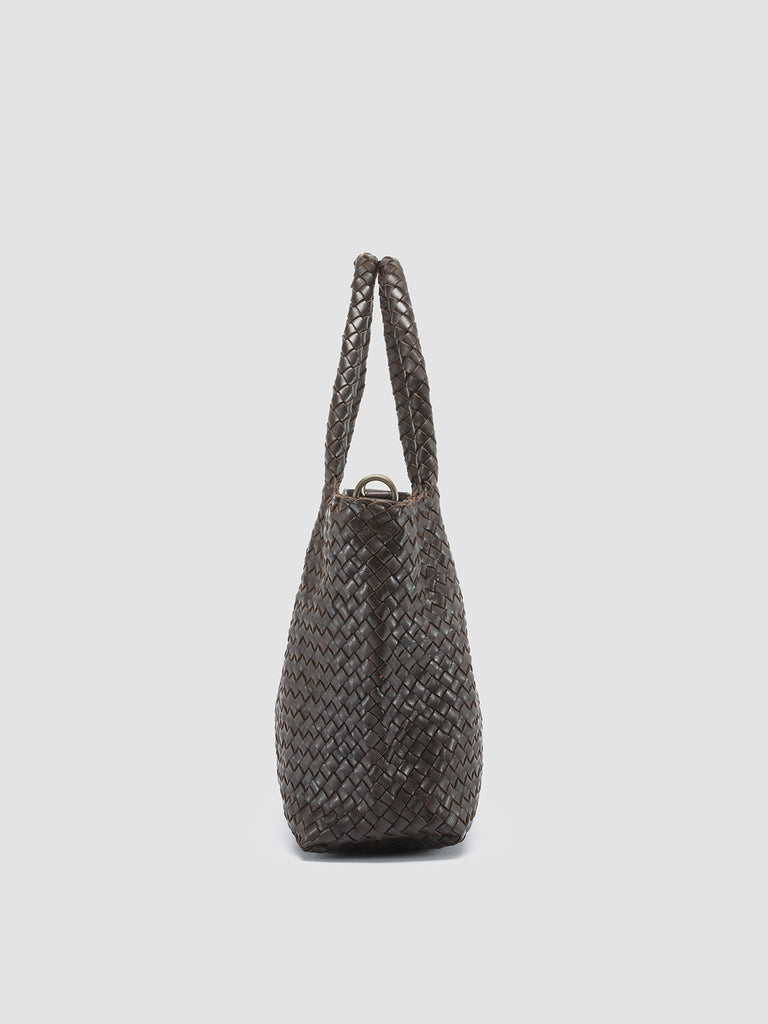 OC CLASS 48 - Dark Brown Woven Leather tote bag