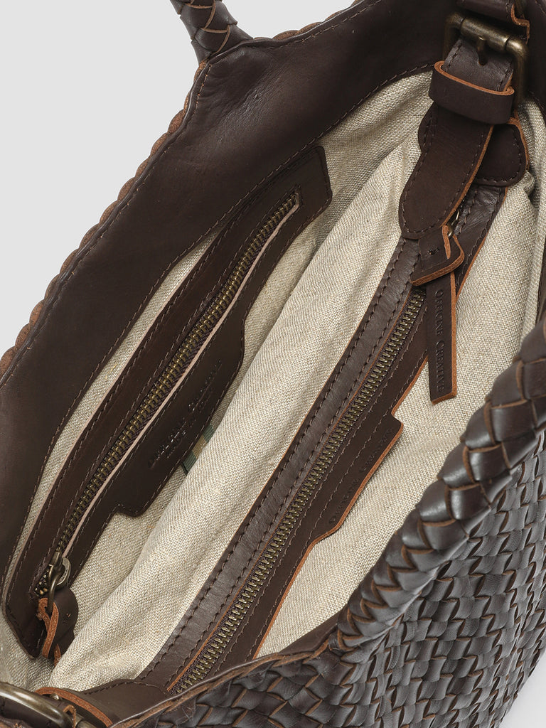 OC CLASS 48 - Dark Brown Woven Leather tote bag