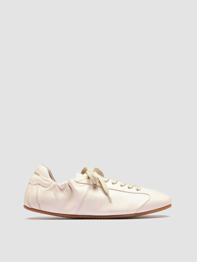 BALLET 102 - White Leather Low Top Sneakers