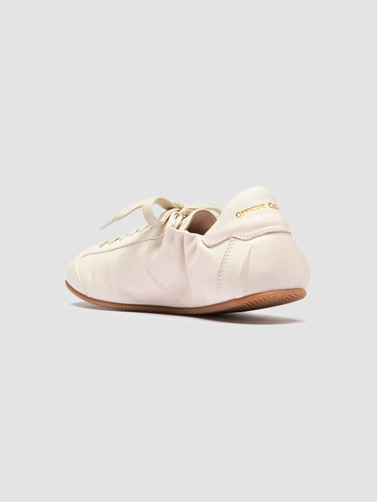 BALLET 102 - White Leather Low Top Sneakers