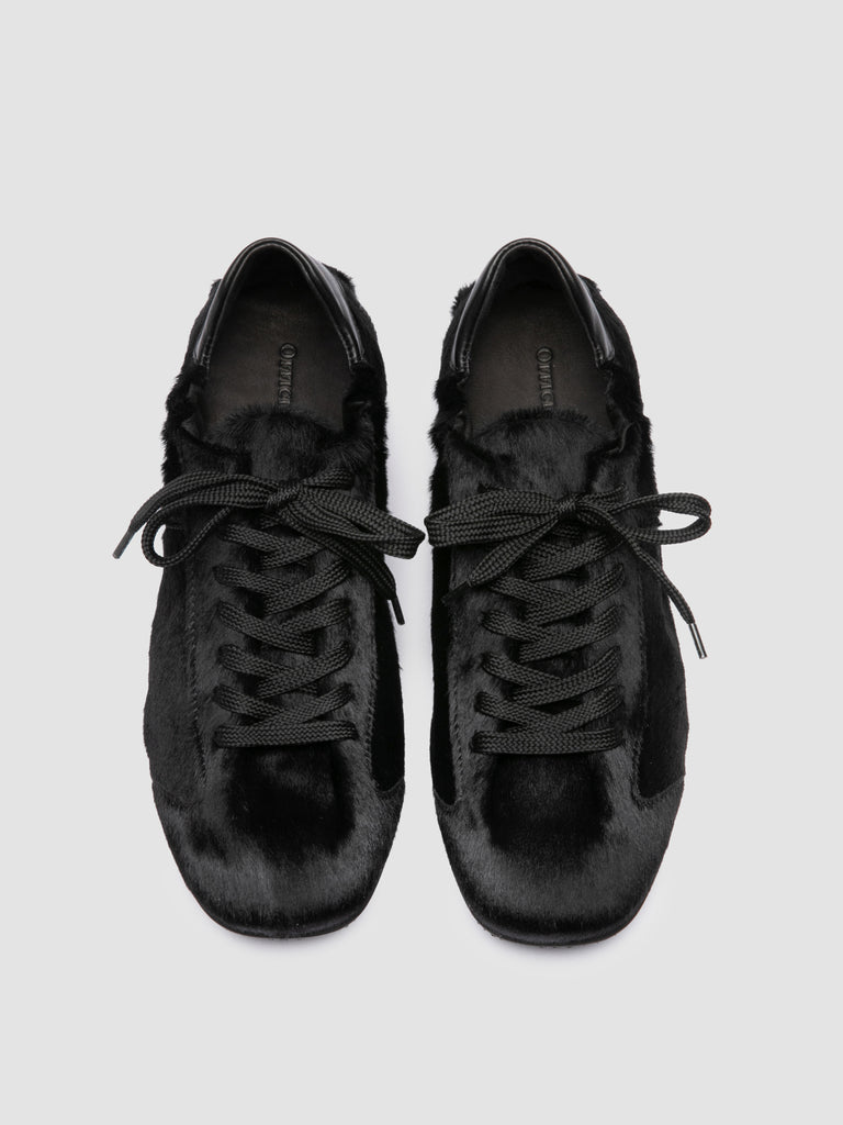 BALLET 102 - Black Leather Low Top Sneakers-hover