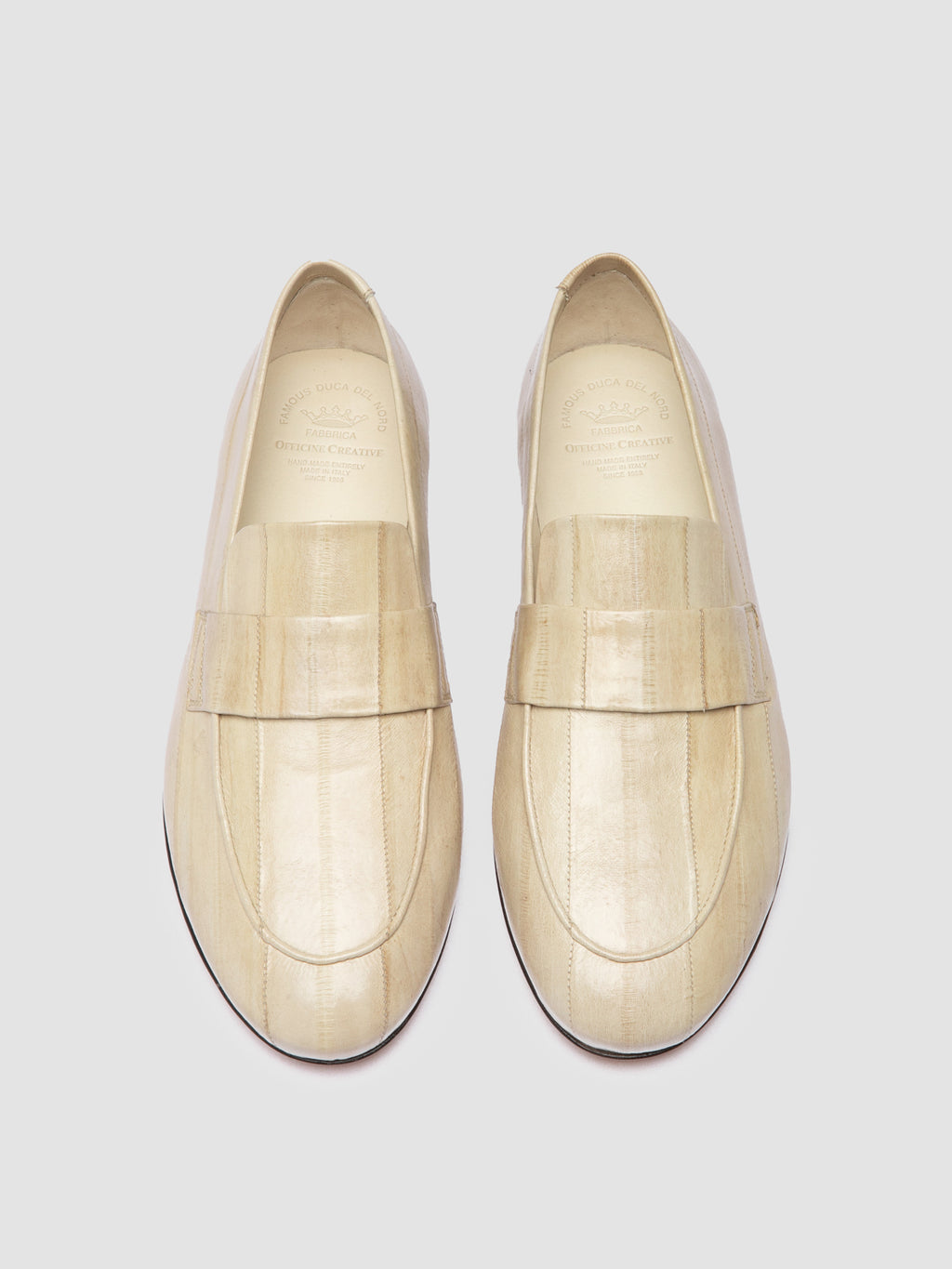 BLAIR 009 - White Leather Penny Loafers - image 2,side view
