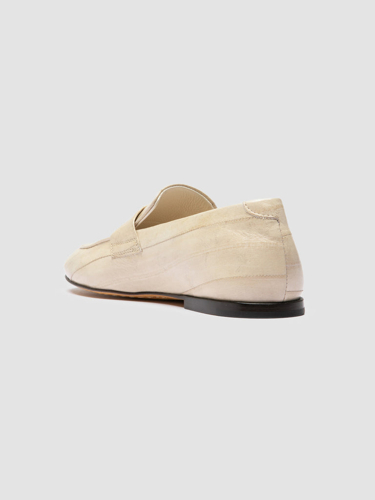 BLAIR 009 - White Leather Penny Loafers