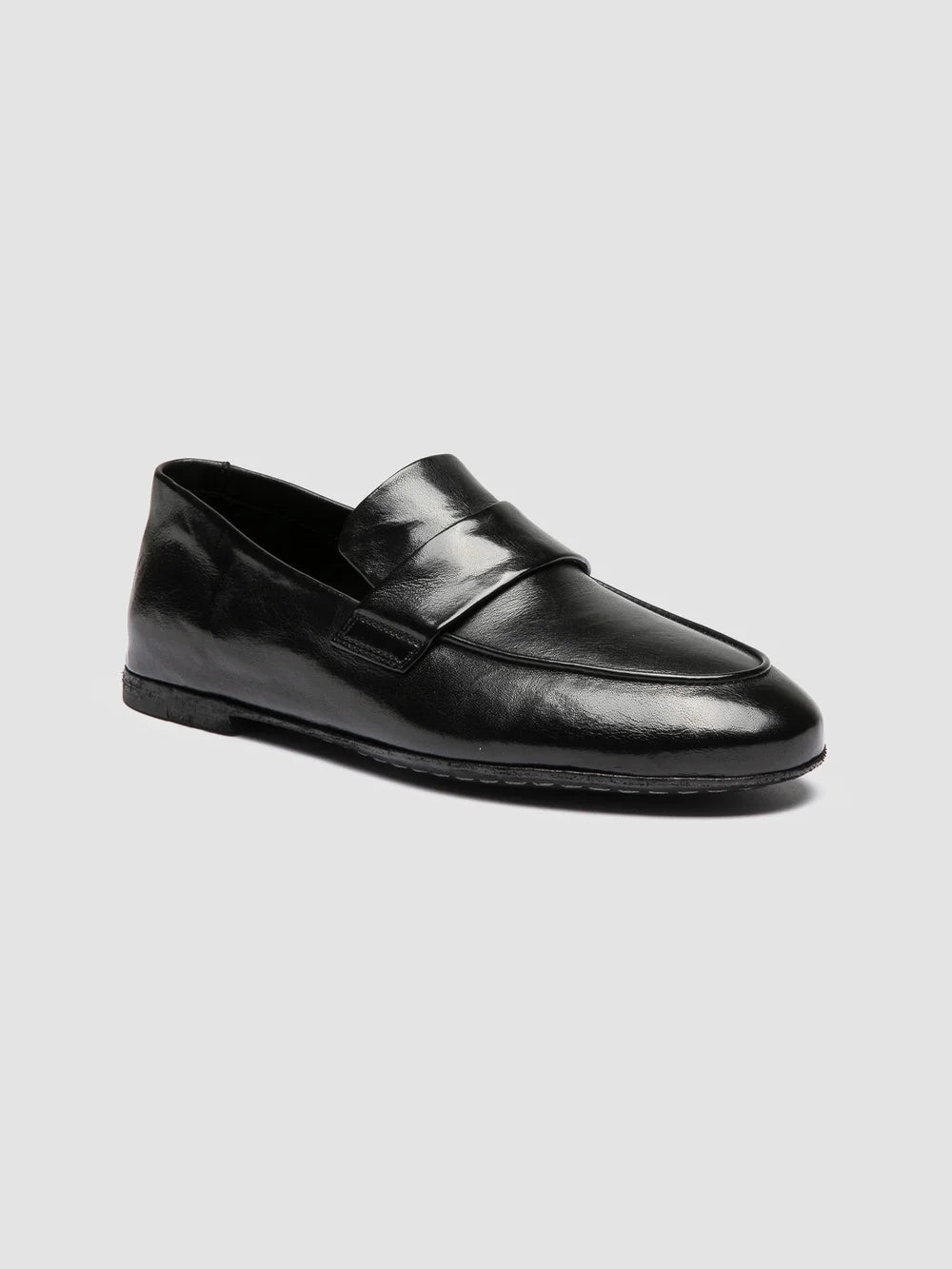 BLAIR DD 001 -  Black Leather Penny Loafers - image 3,side view