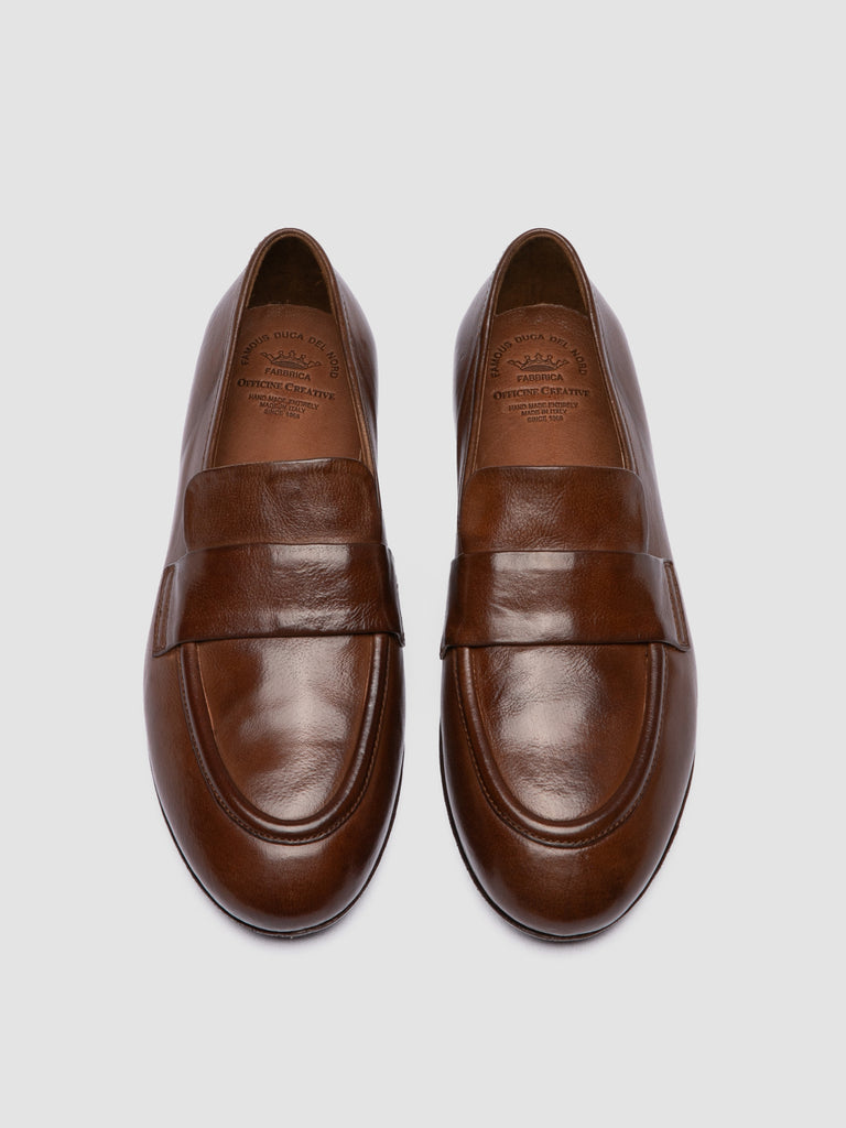 BLAIR DD 002_W - Brown Leather Penny Loafers