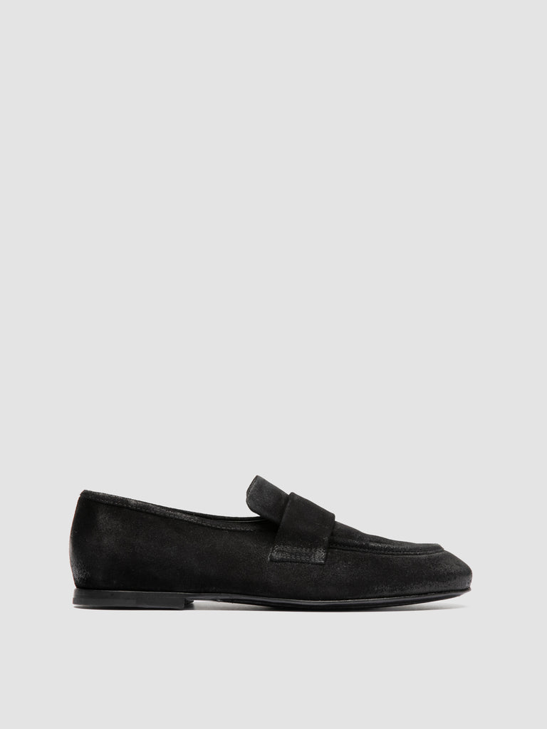 BLAIR DD 002_W - Black Suede Penny Loafers