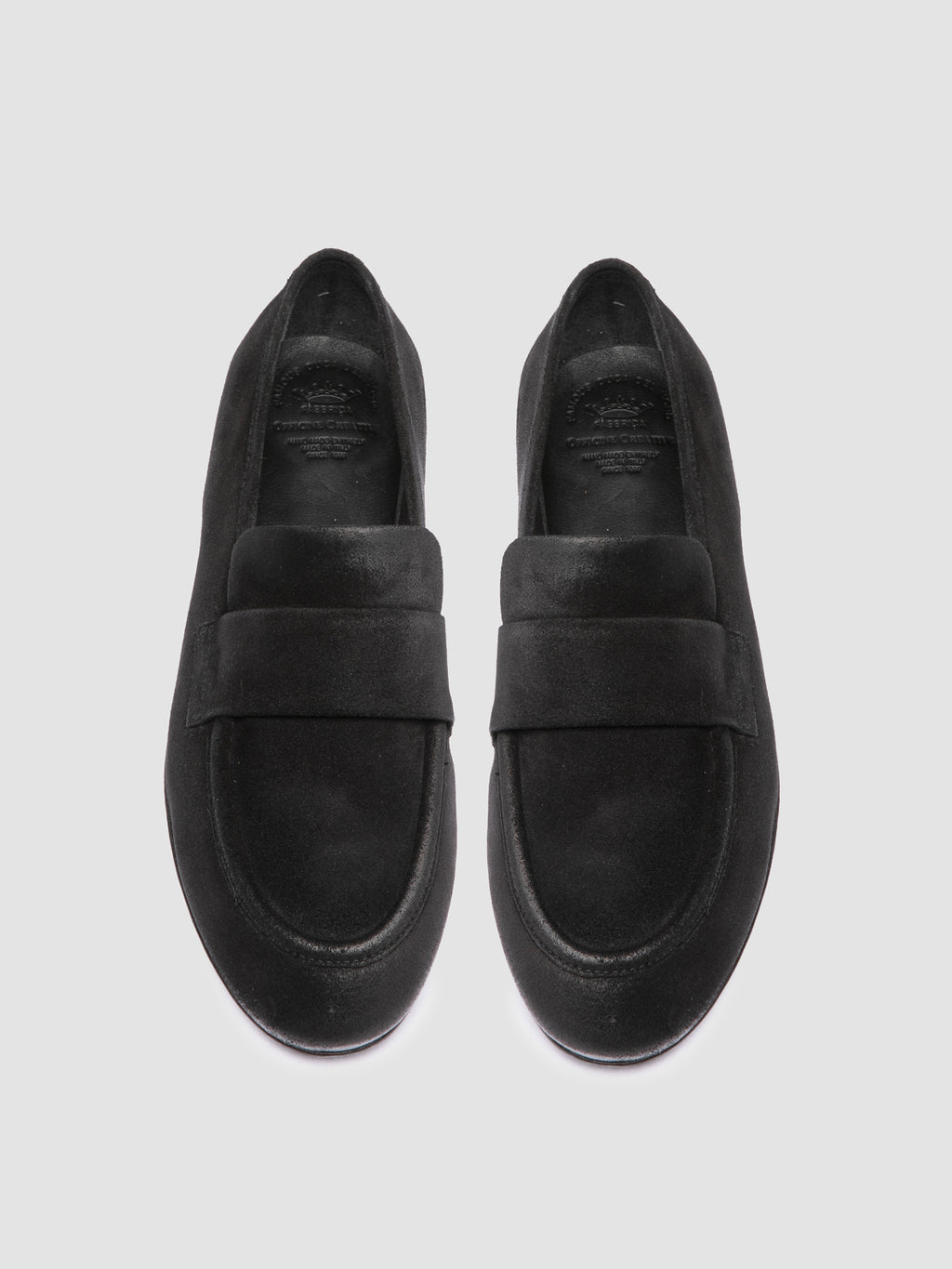 BLAIR DD 002_W - Black Suede Penny Loafers - image 2,side view