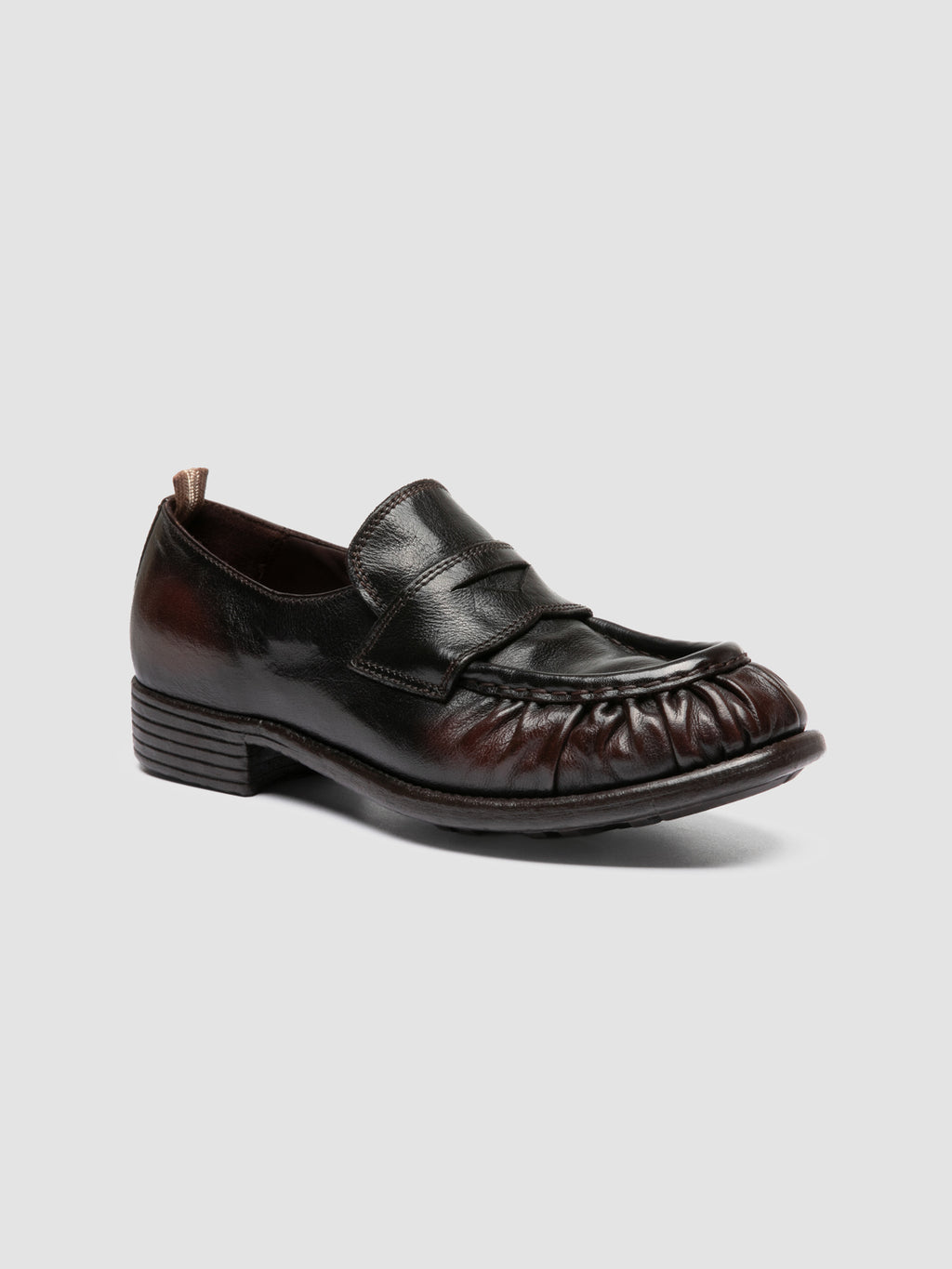 CALIXTE 085 - Brown Leather Penny Loafers - image 3,side view