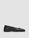 CLOVER 008_W - Black Leather Ballerina Shoes - thumb image 1,side view