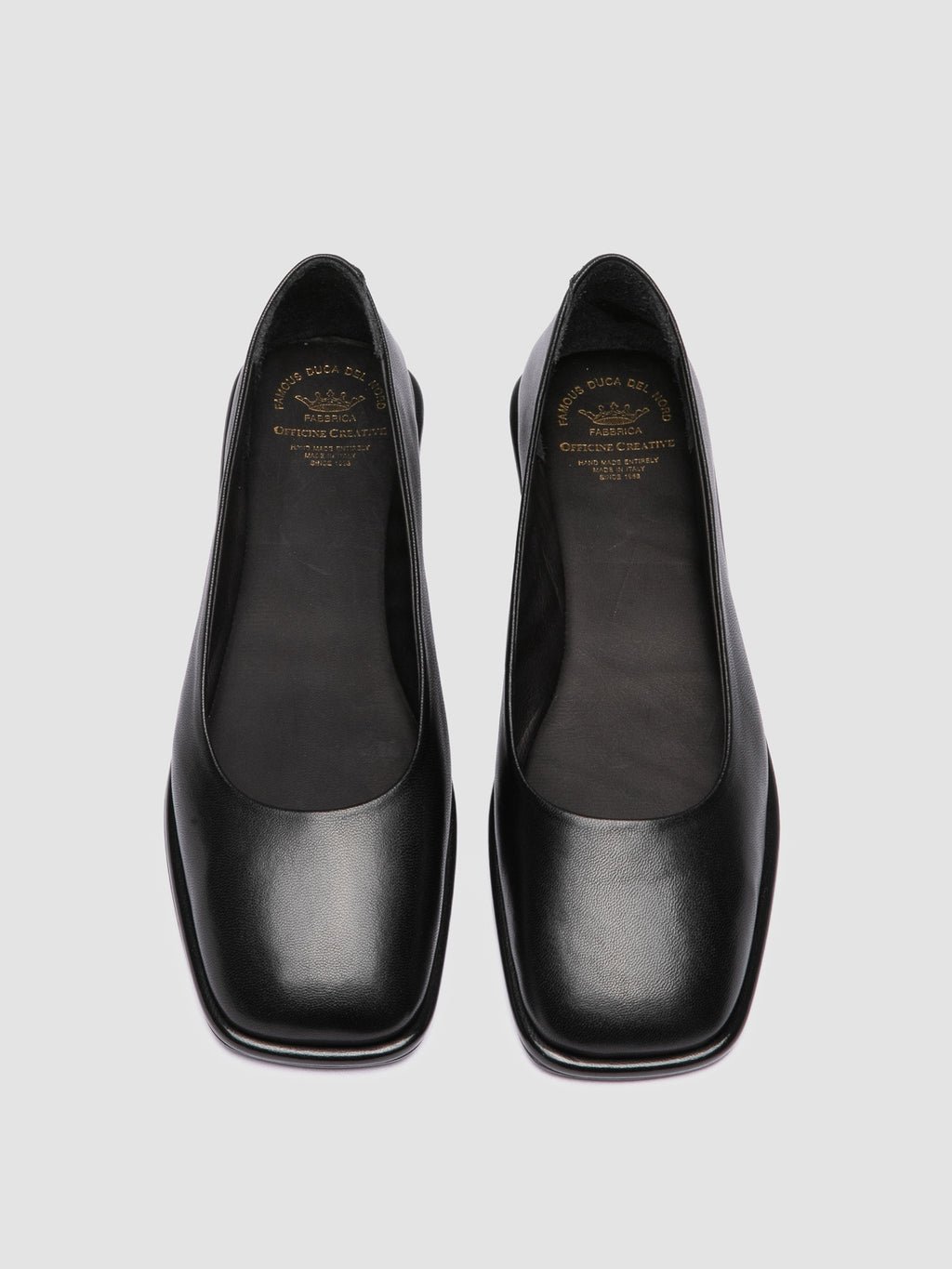 CLOVER 008_W - Black Leather Ballerina Shoes - image 2,side view