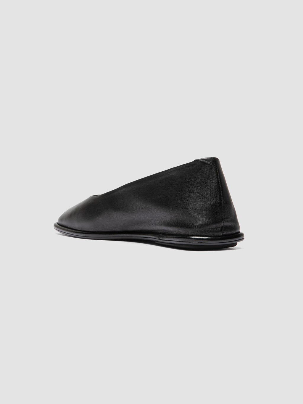 CLOVER 008_W - Black Leather Ballerina Shoes - image 4,side view