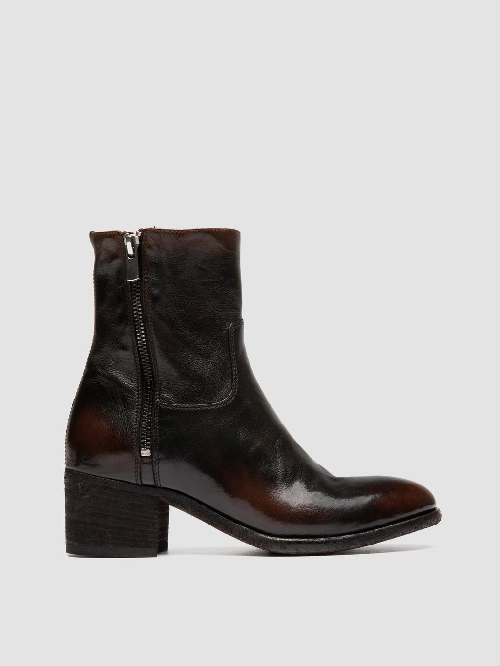 DENNER 129 - Brown Leather Zipped Boots - image 1,side view