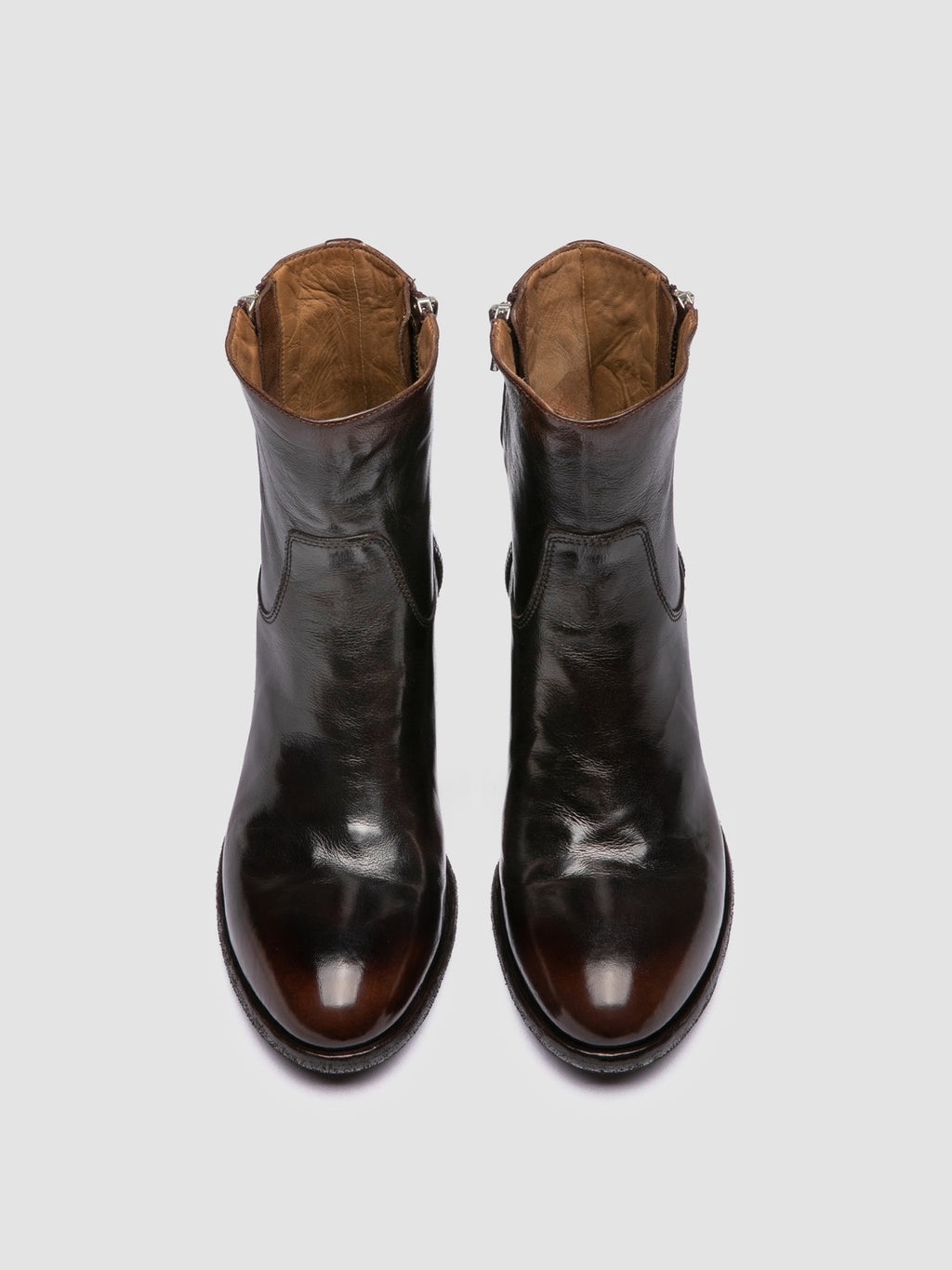 DENNER 129 - Brown Leather Zipped Boots - image 2,side view