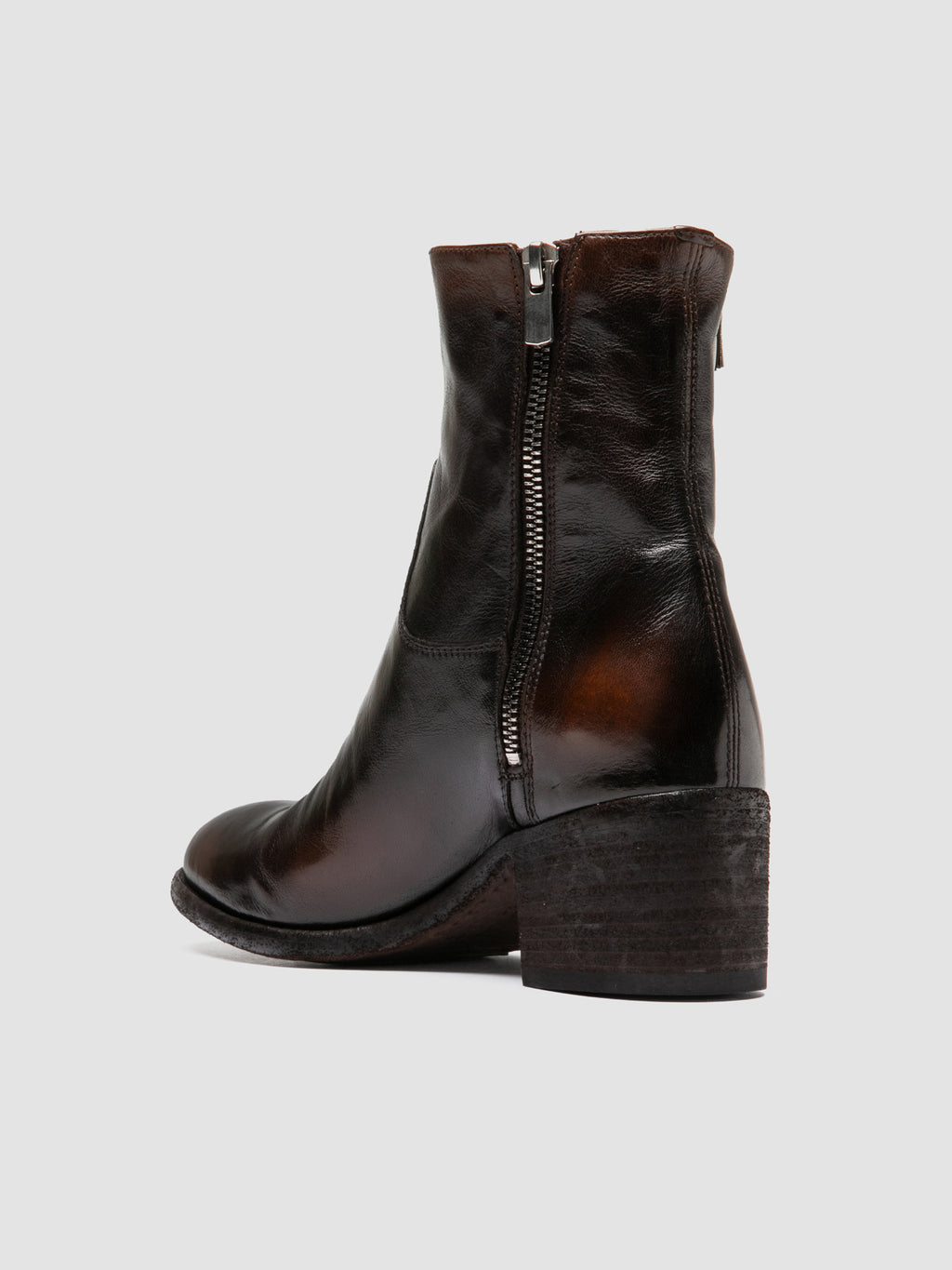 DENNER 129 - Brown Leather Zipped Boots - image 4,side view