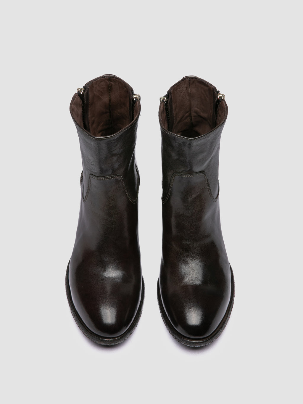 DENNER 129 - Grey Leather Zipped Boots - image 2,side view