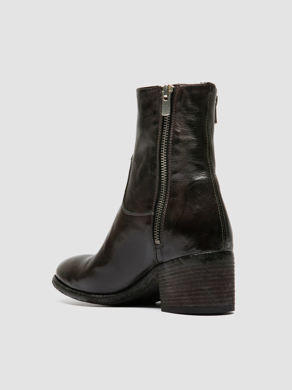 DENNER 129 - Grey Leather Zipped Boots - image 4,side view