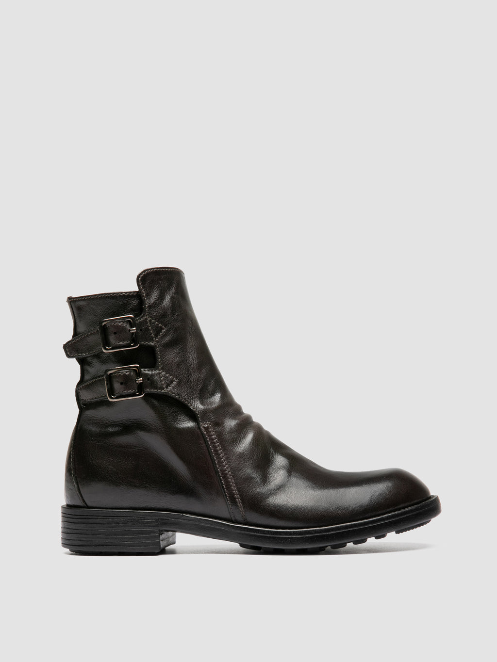 DIARY 114 - Grey Leather Zipped Boots - image 1,side view