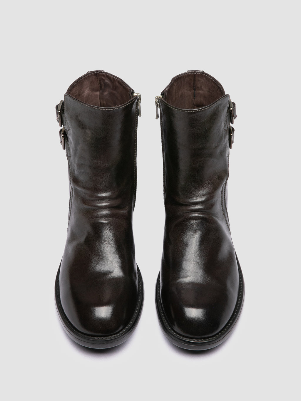 DIARY 114 - Grey Leather Zipped Boots - image 2,side view