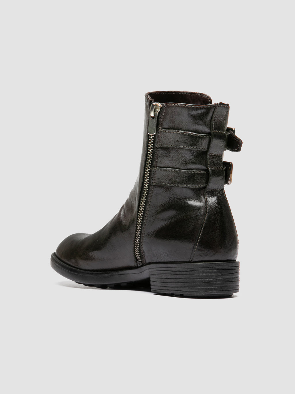 DIARY 114 - Grey Leather Zipped Boots - image 4,side view