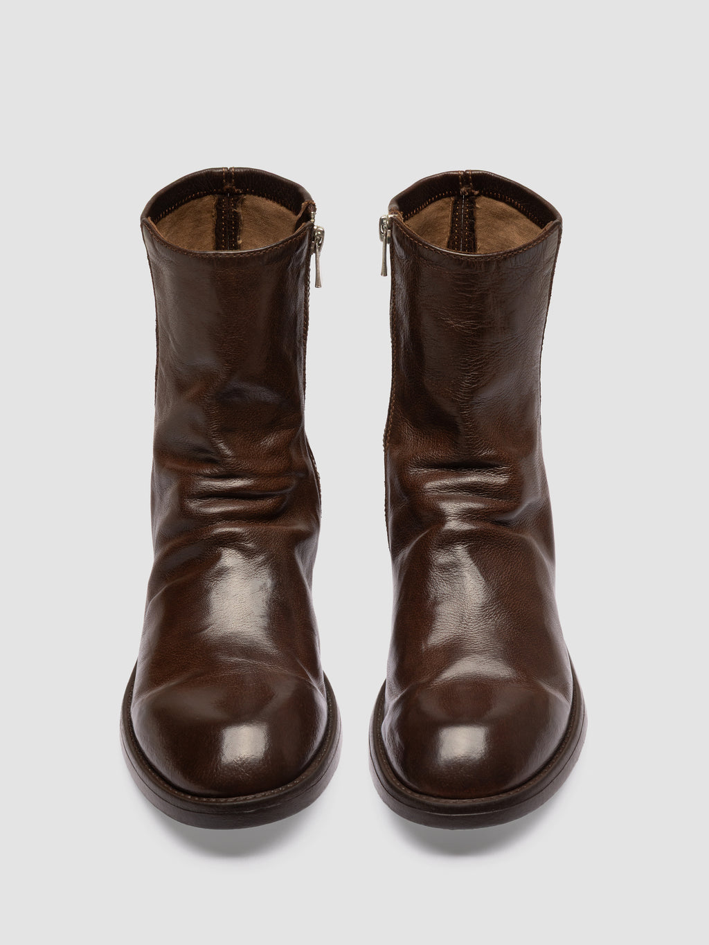 DIARY 115 - Brown Stretch Leather Zip Boots - image 2,side view