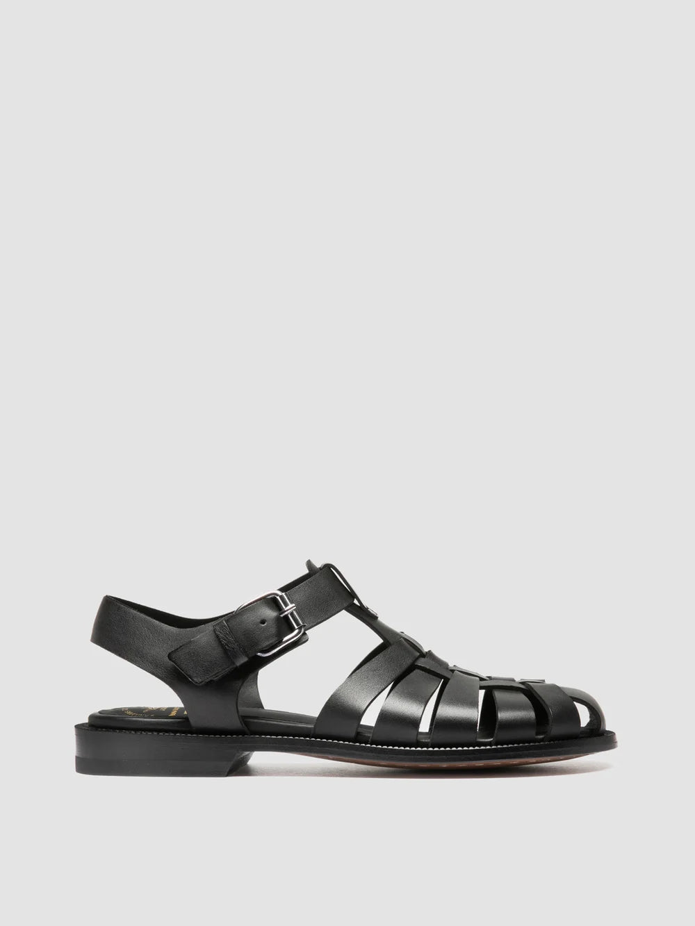 EMERALD 013 - Black Leather Fisherman Sandals - image 1,side view