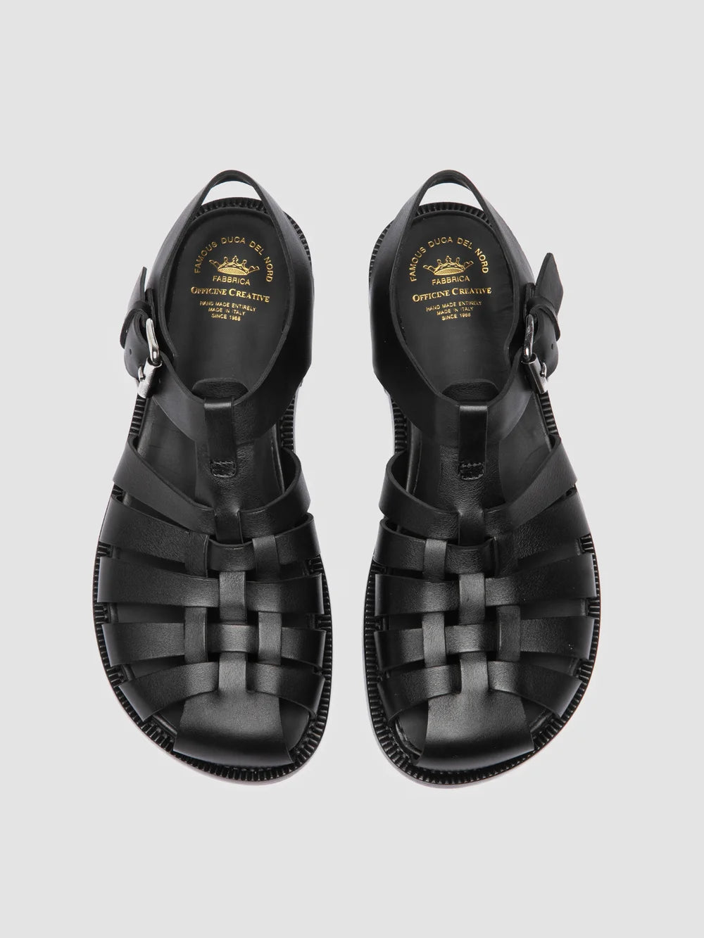 EMERALD 013 - Black Leather Fisherman Sandals - image 2,side view