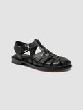 EMERALD 013 - Black Leather Fisherman Sandals - thumb image 3,side view