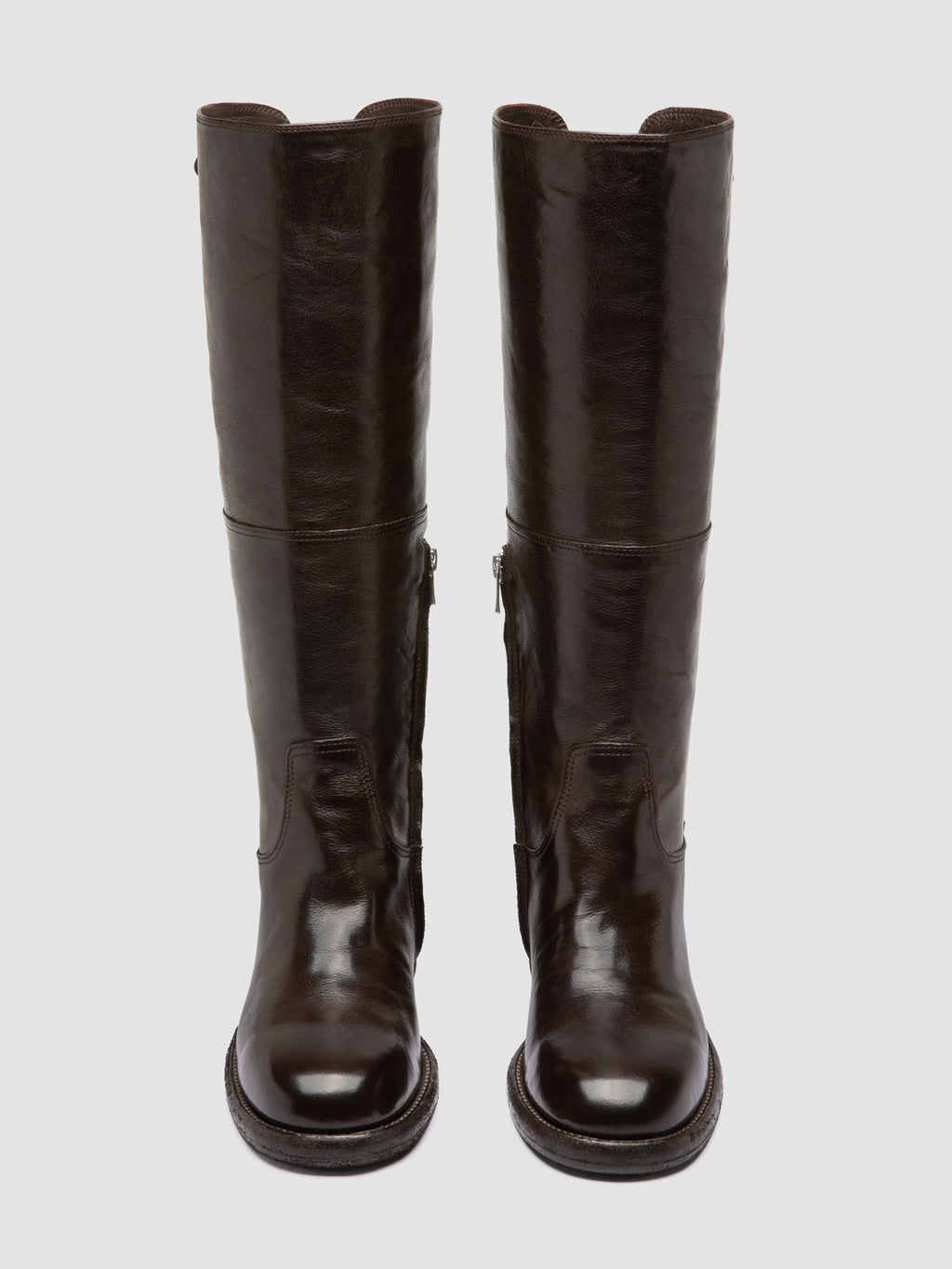 EPHYMERAL 002 - Brown Leather Zipped Boots - image 2,side view