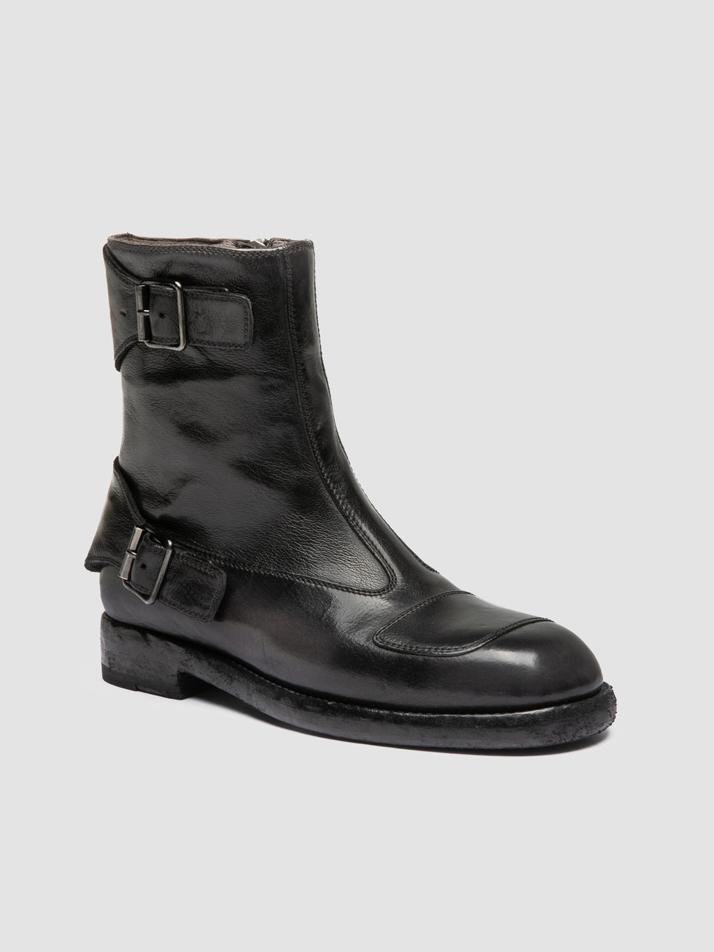 EPHYMERAL 003 - Black Leather Zipped Boots - image 3,side view
