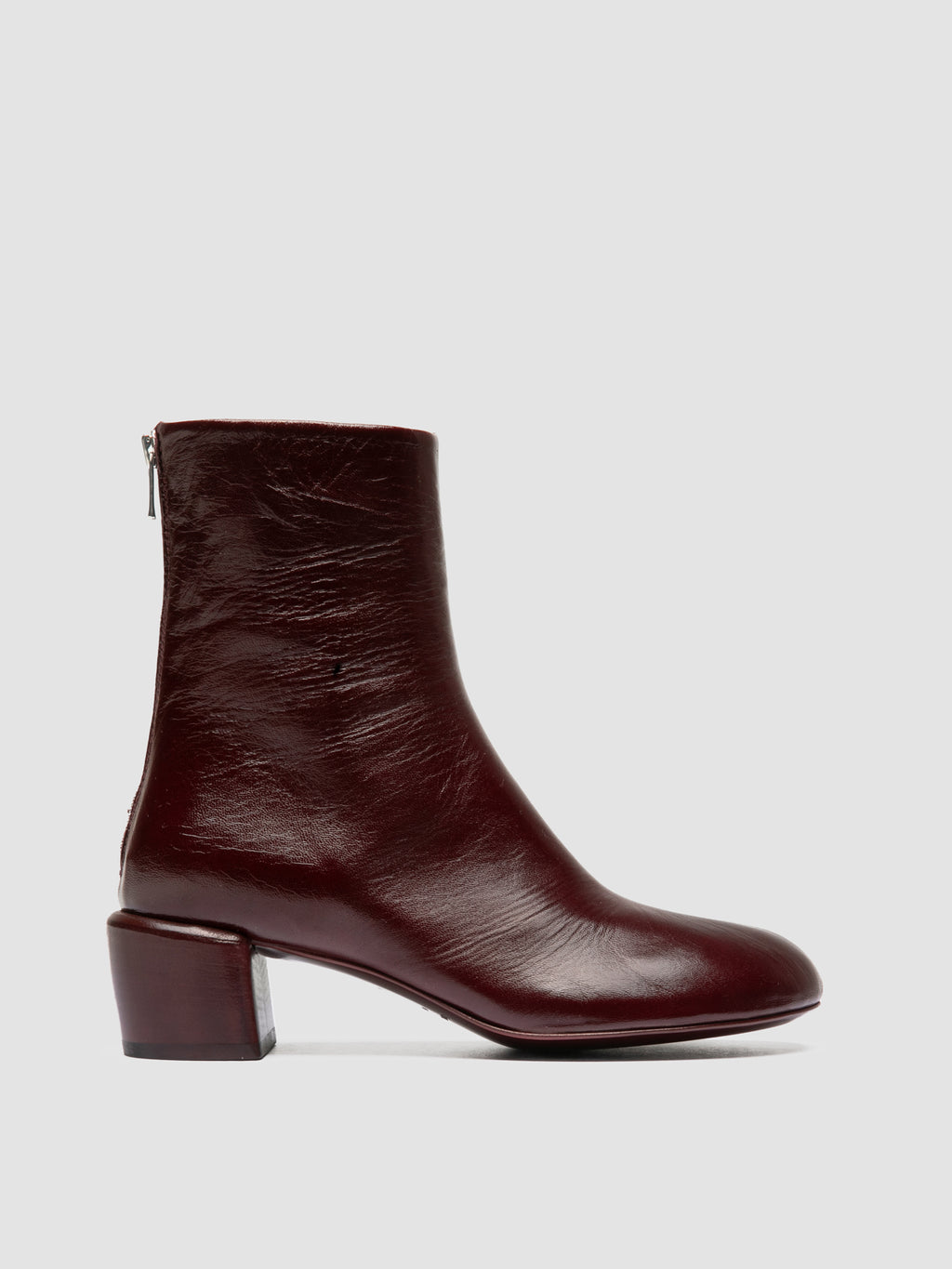FLORE 012_W - Burgundy Leather Zip Boots - image 1,side view