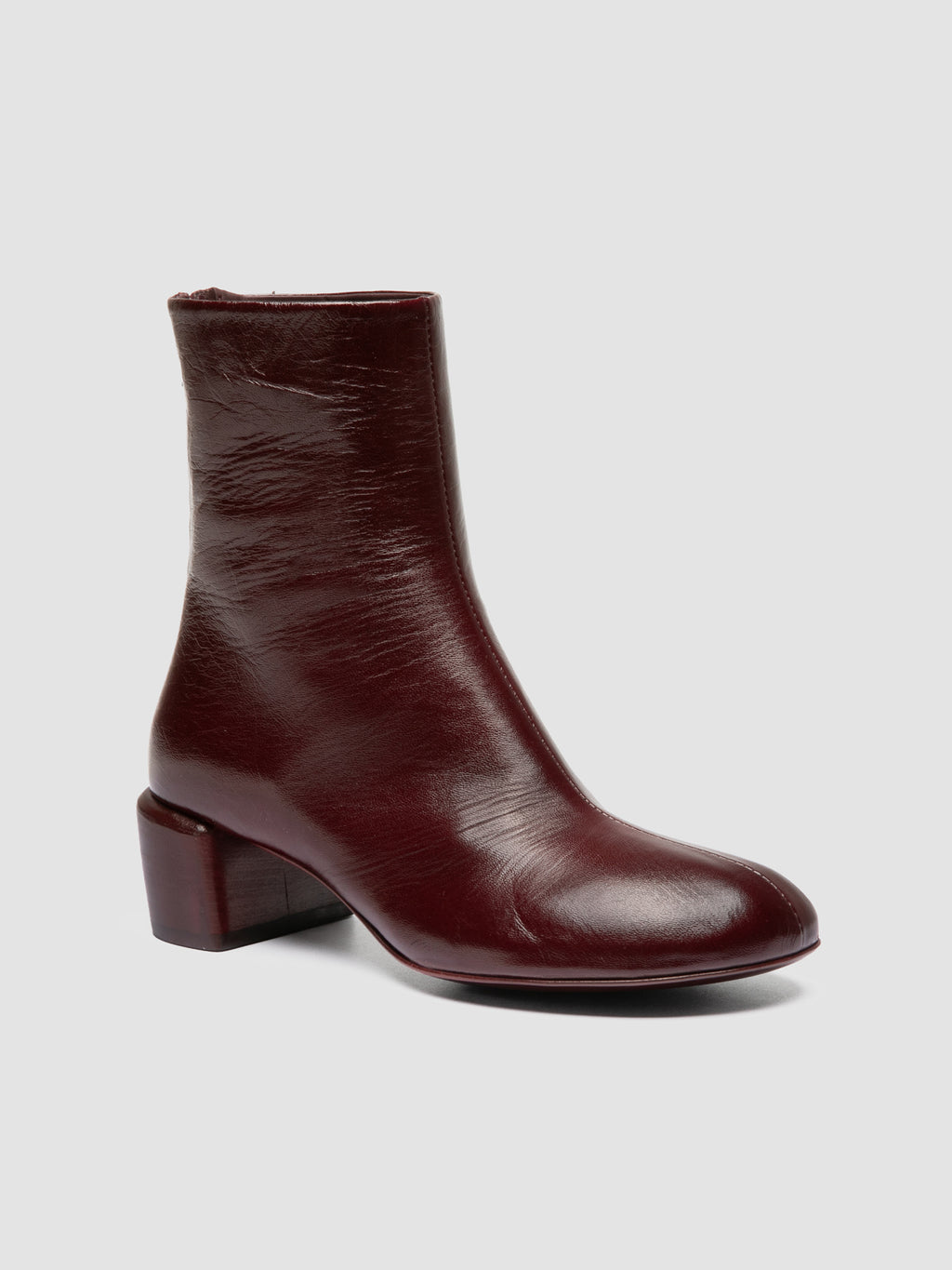 FLORE 012_W - Burgundy Leather Zip Boots - image 3,side view