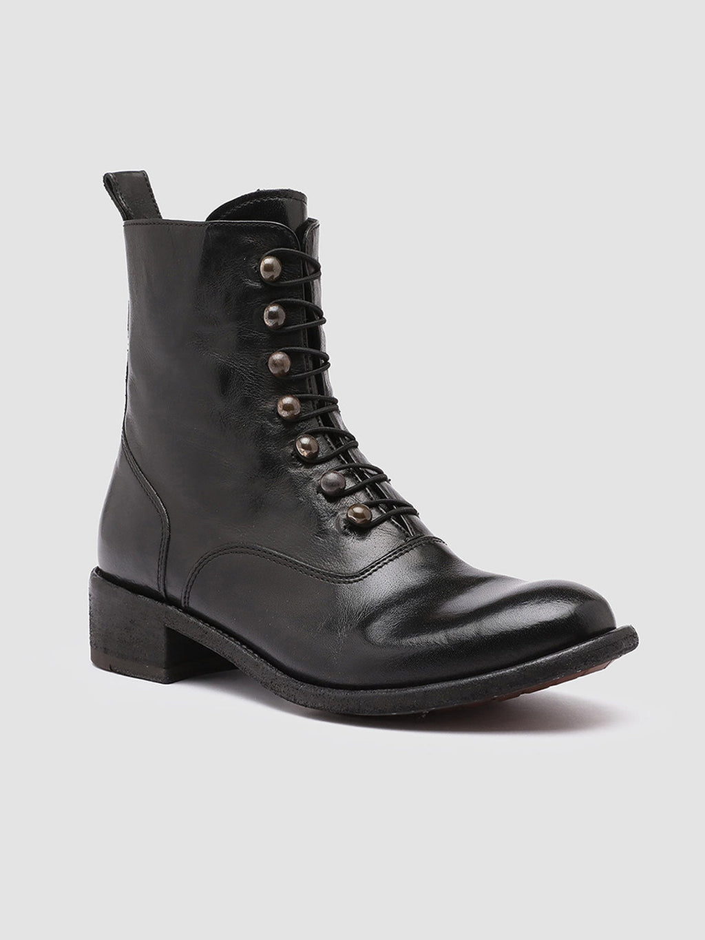 LISON 036 - Black Leather Booties - image 3,side view