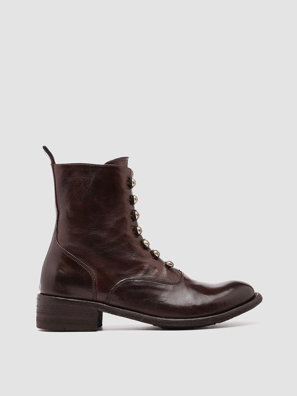 LISON 036 - Burgundy Leather Booties - image 1,side view