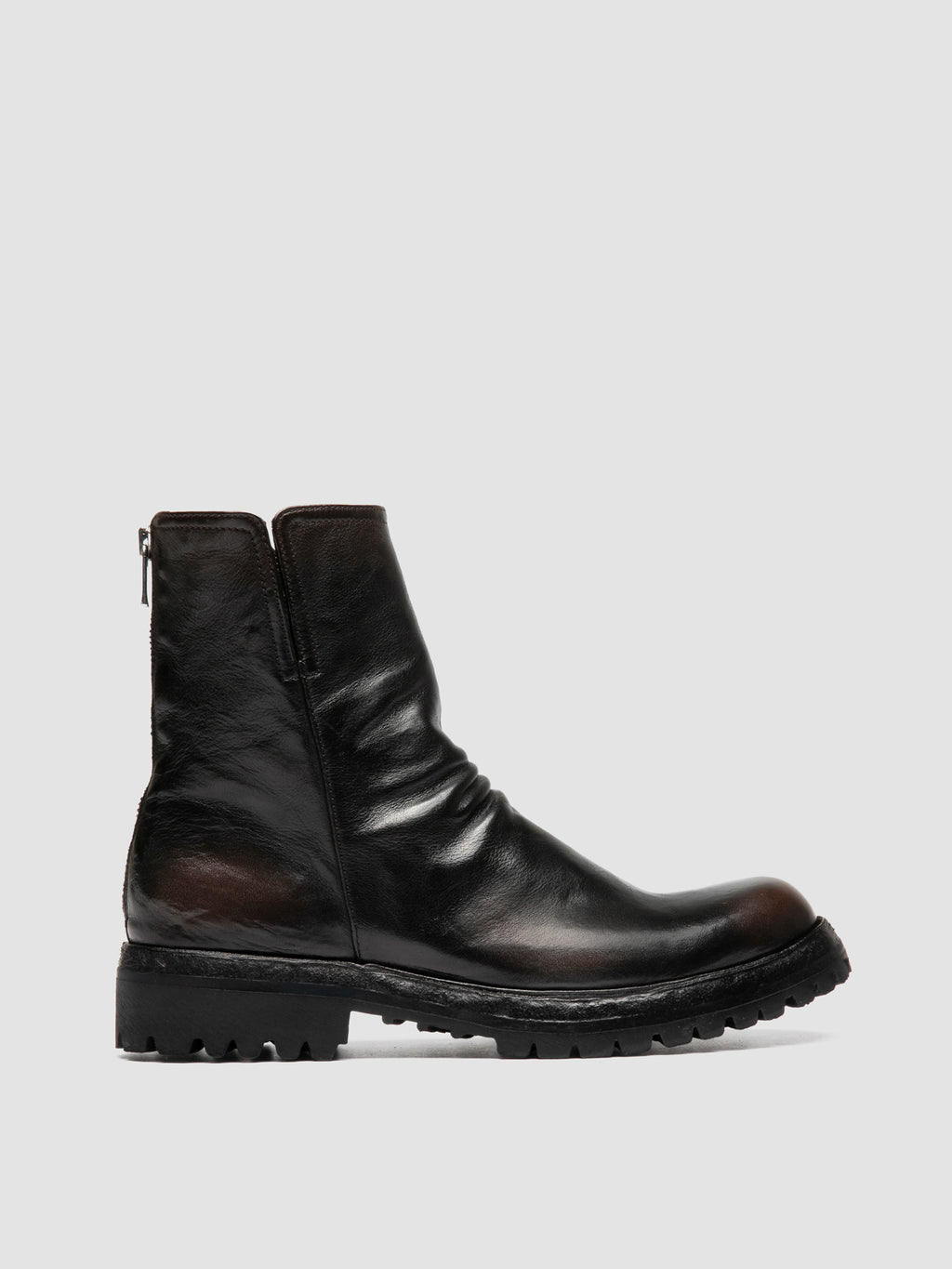 LORAINE 032 - Brown Leather Zip Boots - image 1,side view